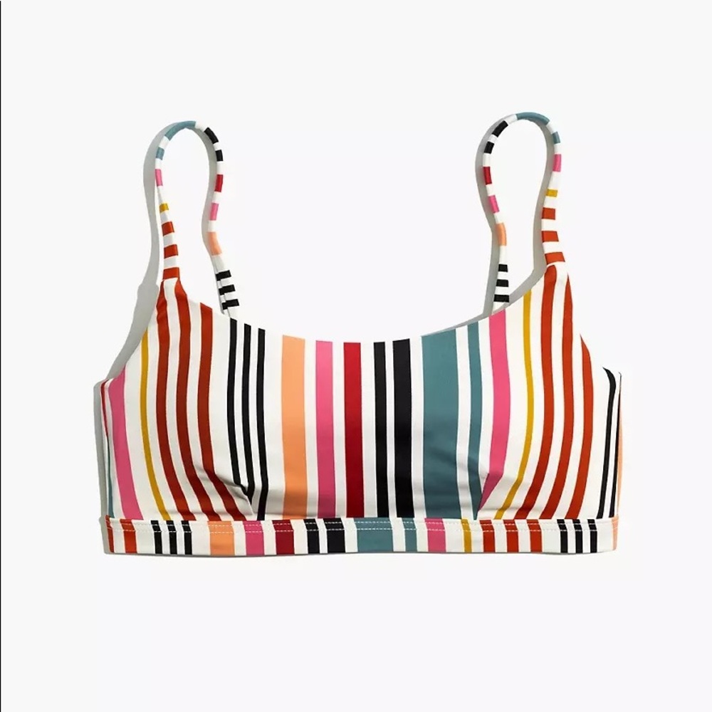 Madewell Second Wave Sport Bikini Top in Rainbow Stripe